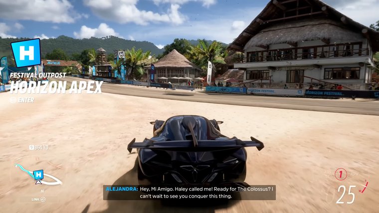 Forza Horizon 5 - racing in a black car.