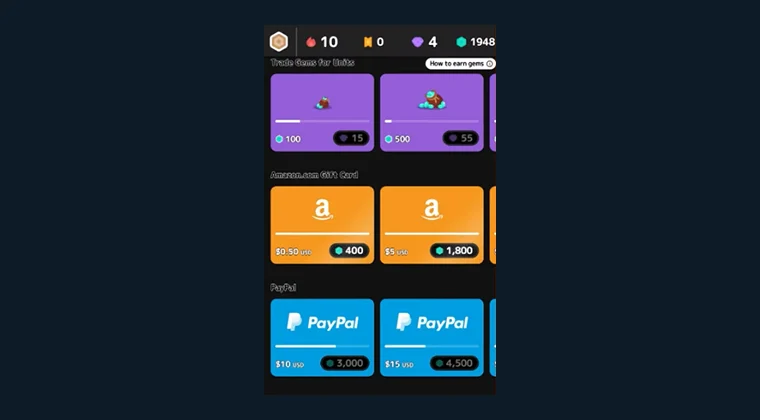 Mistplay app showing payout methods