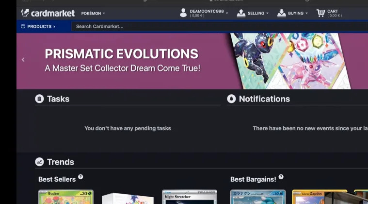 Screenshot of the Cardmarket website