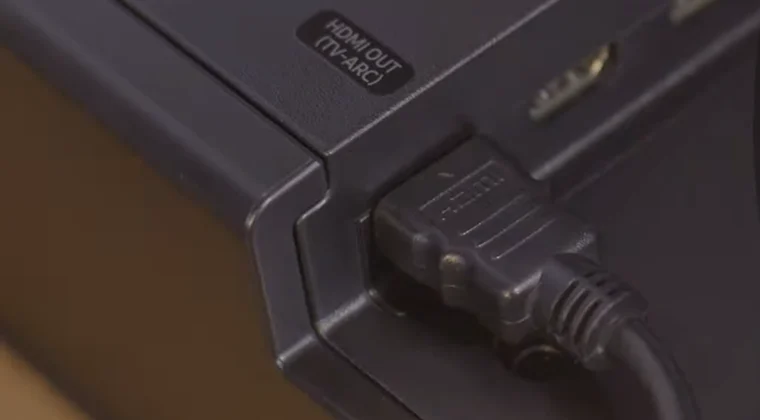 Cable connected to a soundbar