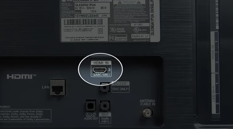 HDMI ARC connection between a TV and a soundbar