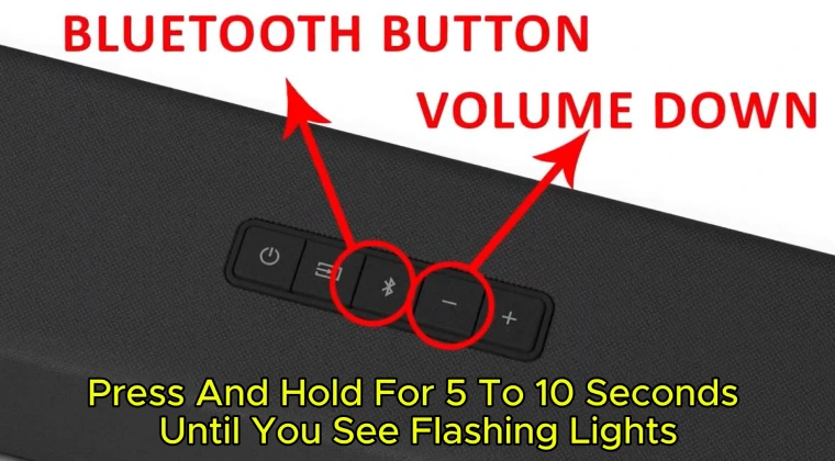 Bluetooth and volume buttons on a Vizio soundbar