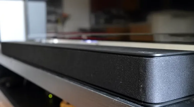 Close-up view of a Vizio soundbar