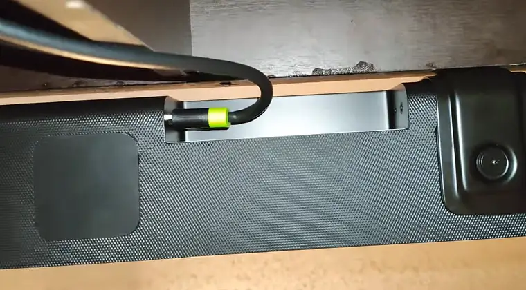 Close-up of a cable connected to a Vizio soundbar