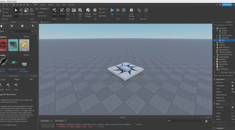 Roblox Studio interface open on the screen