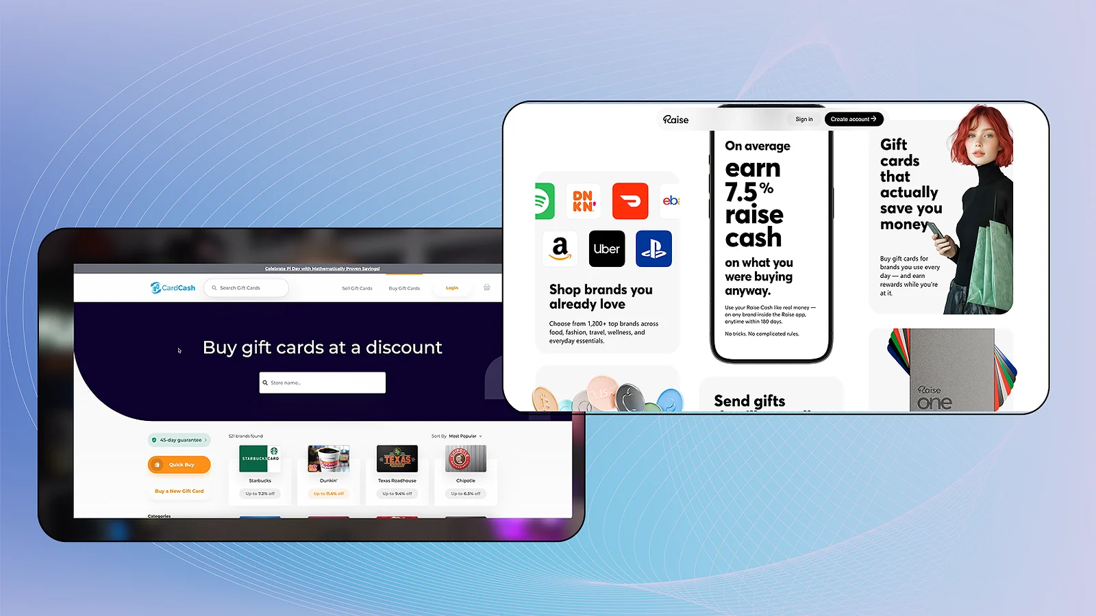 CardCash and raise websites