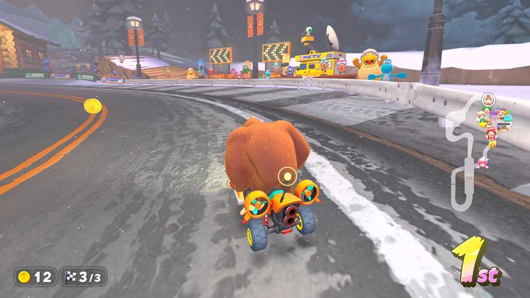 Mario Kart World - racing on a road.