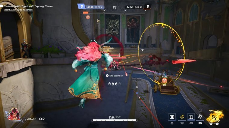 Marvel Rivals shooting at enemy players.