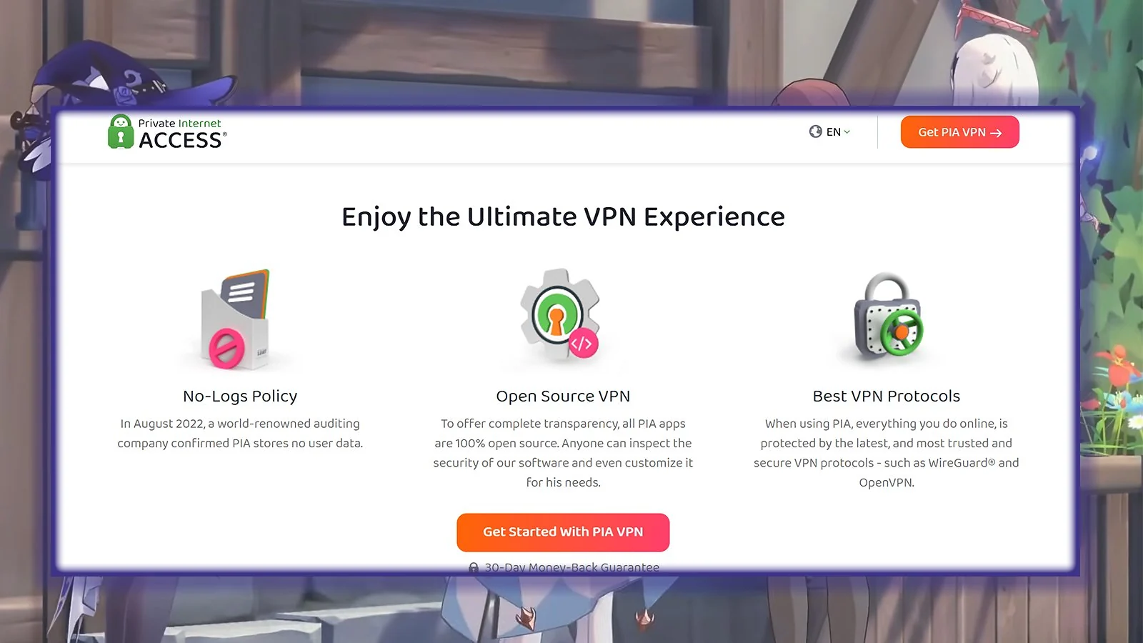 Private Internet Access - Best VPN for Wide Server Coverage for Genshin Impact