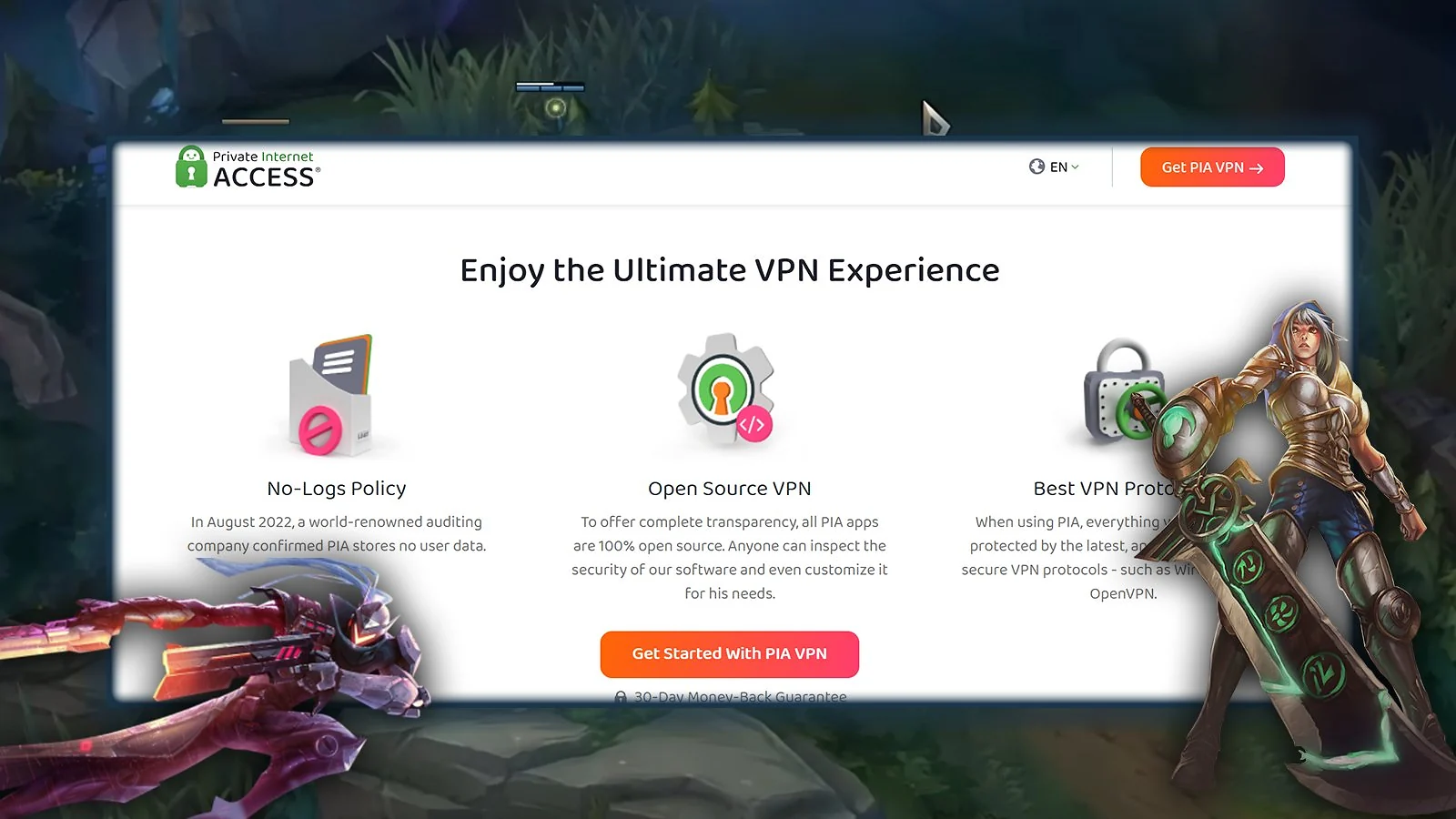 Private Internet Access - Best VPN for Wide Server Coverage for League of Legends
