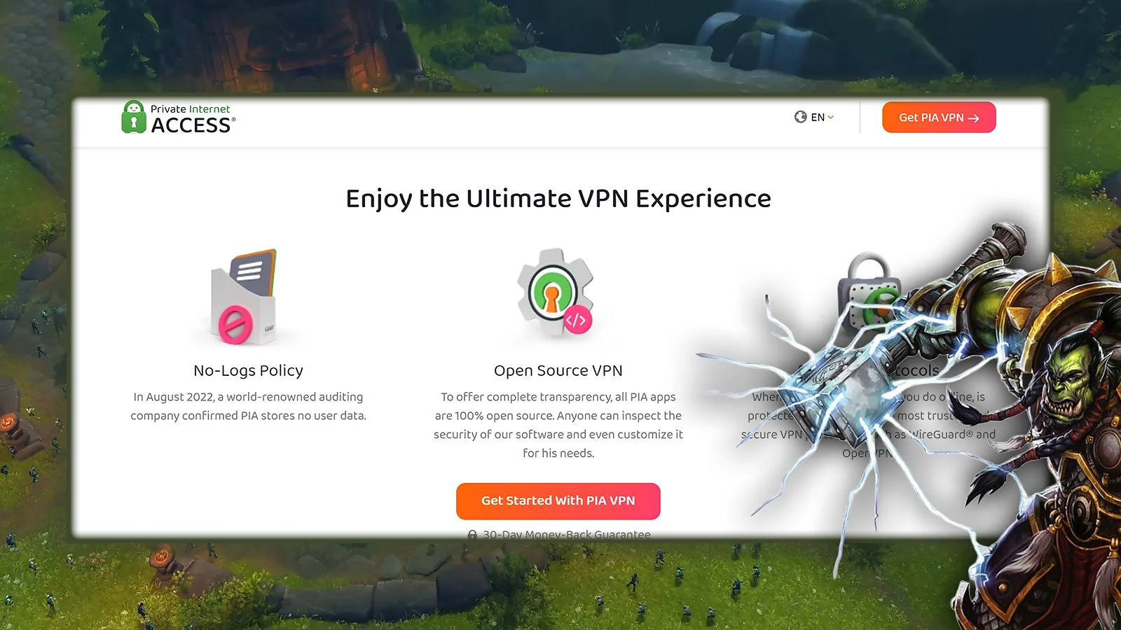 Private Internet Access - Best VPN for Wide Server Coverage for World of Warcraft