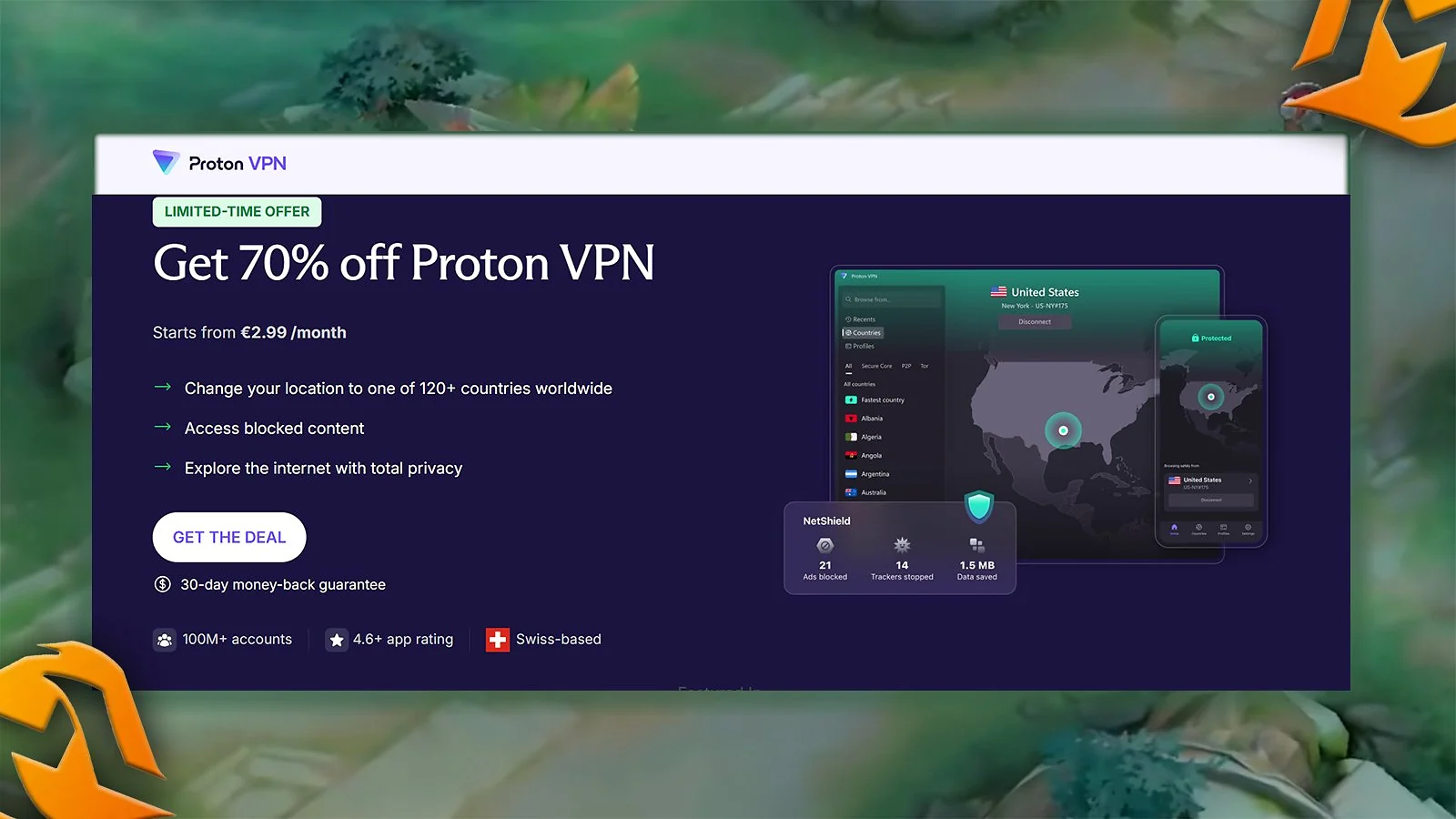 ProtonVPN - Best VPN for Mobile Legends With Maximum Privacy