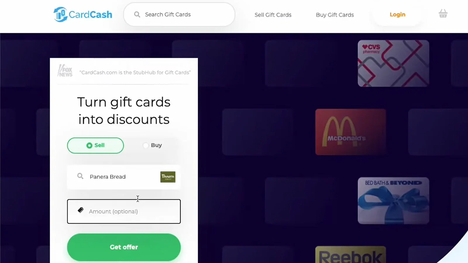 CardCash website