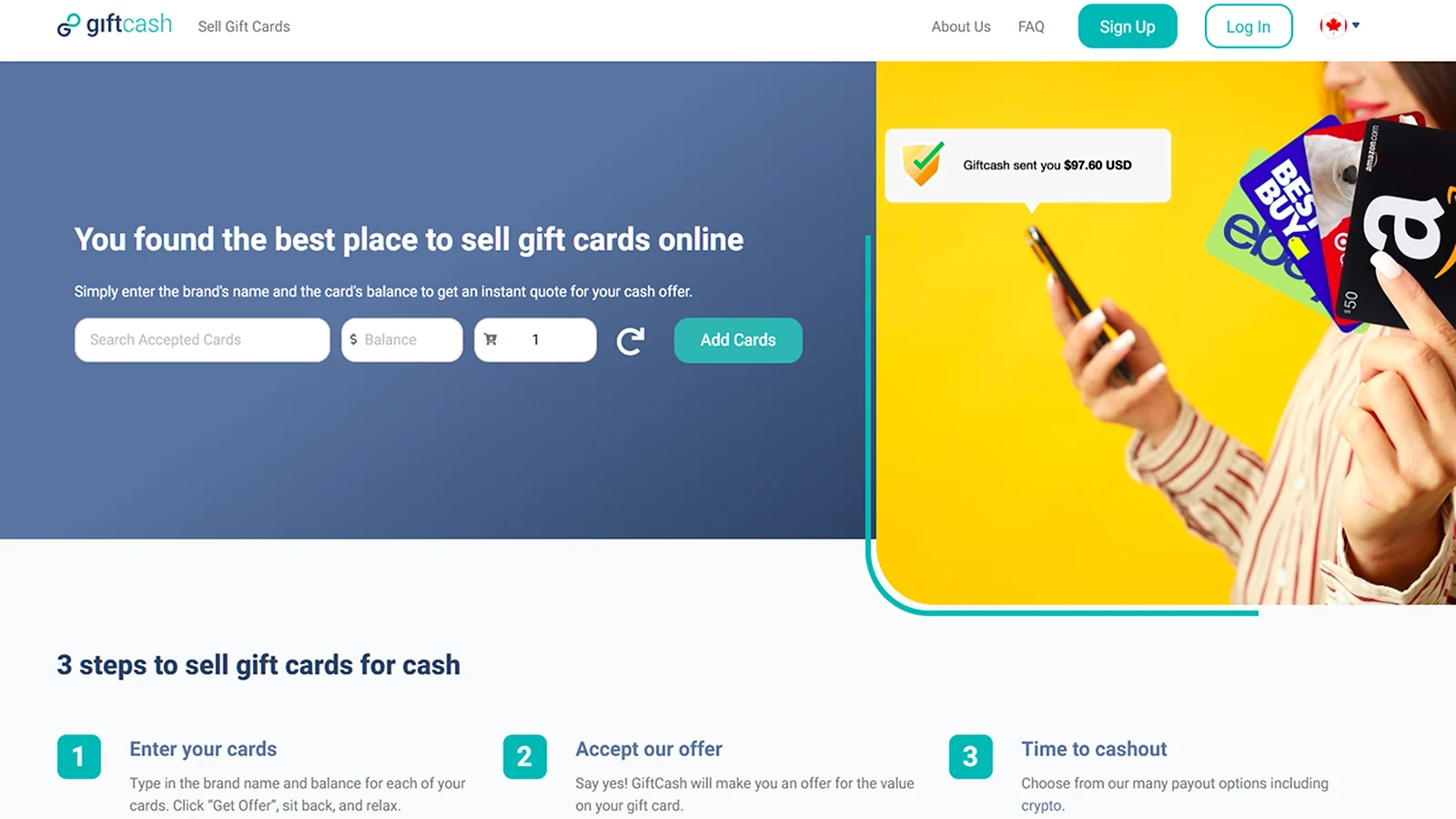 GiftCash - Best for High Payouts & Cryptocurrency Options