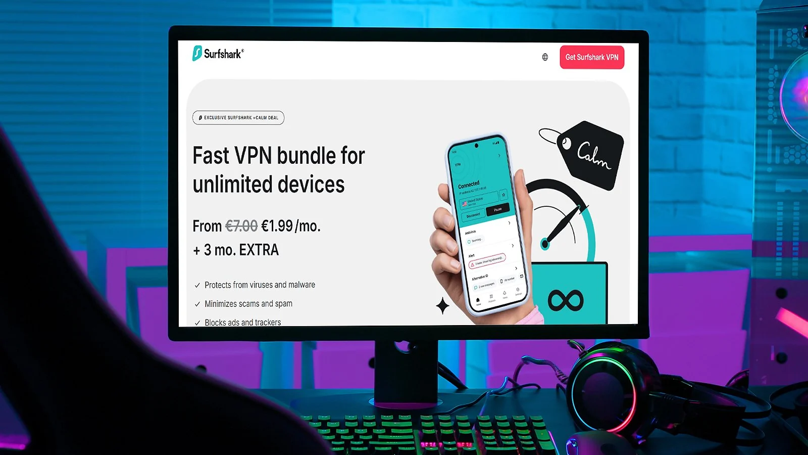 Surfshark - Best Low-Ping VPN for Multi-Device Households