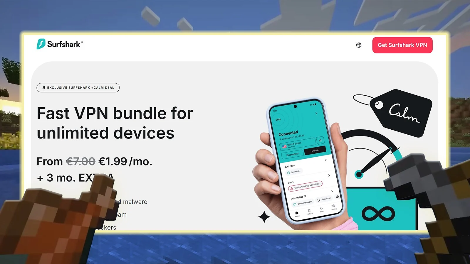 Surfshark - Best-Value VPN for Minecraft