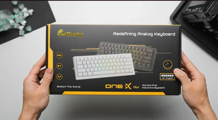 A keyboard placed inside a box centered in the image