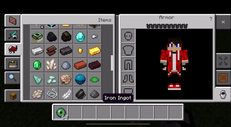 A collection of Minecraft items and armor