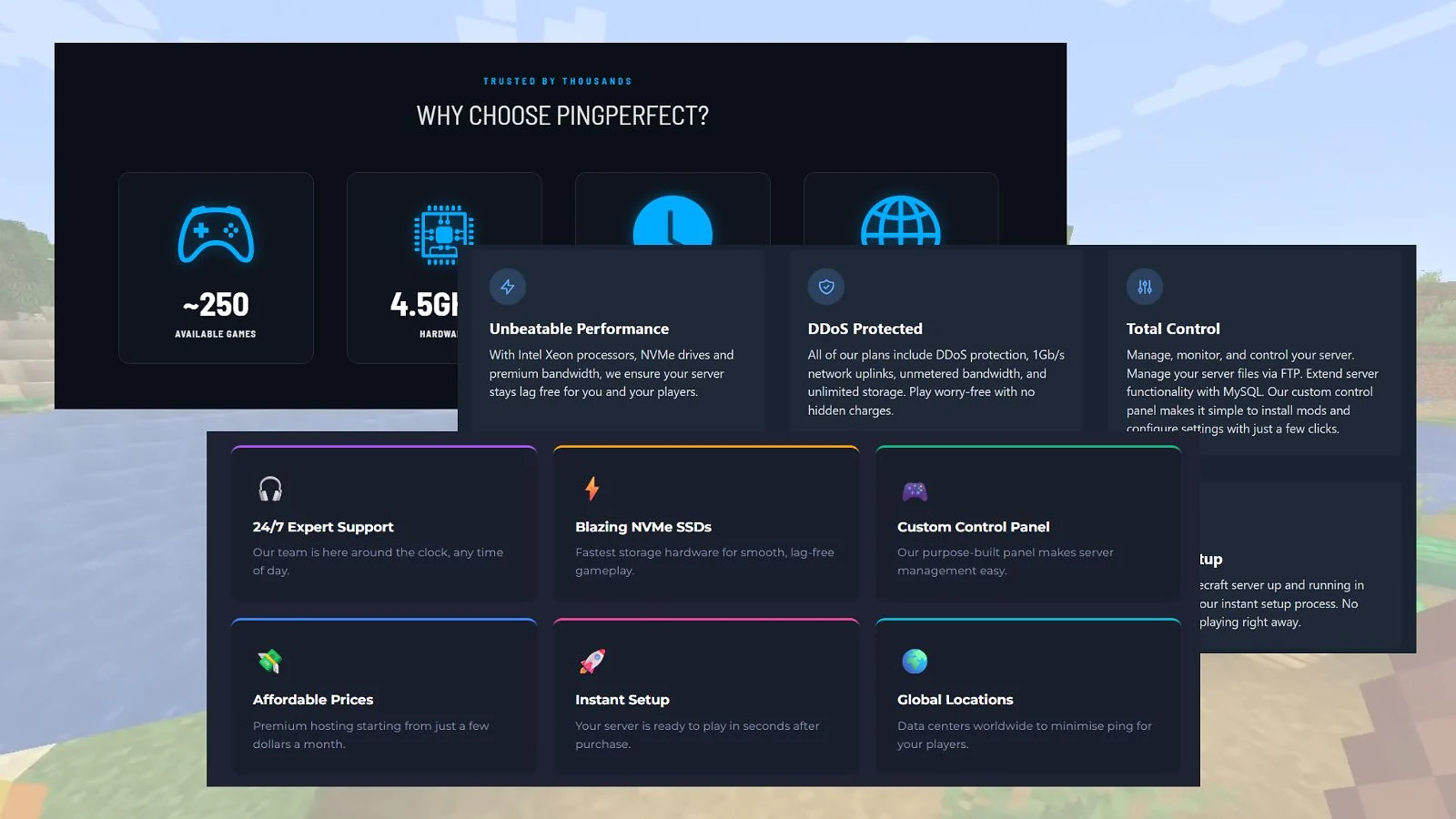 Displayed features of different providers