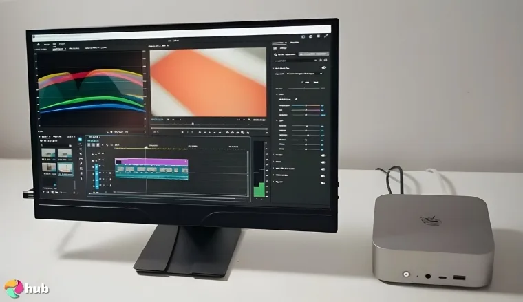 Beelink Mini PC SER9 on a white office desk in a top-down view for a review
