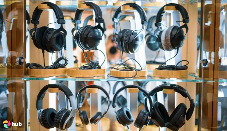 Headphones displayed on store shelves