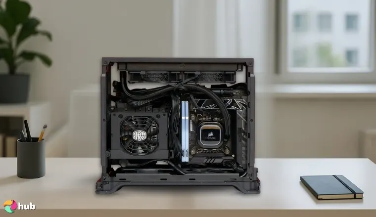 Fractal Design Era 2 Mini ITX Case on a white office desk in a clean setup for a review