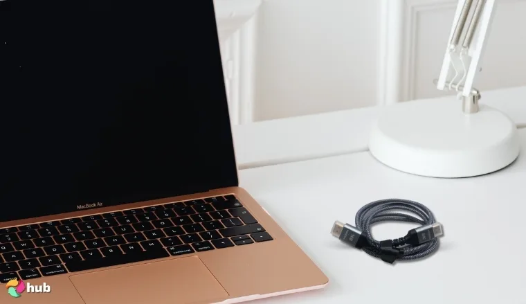 Highwings 8K 10K 4K HDMI Cable on a white office desk prepared for testing shots