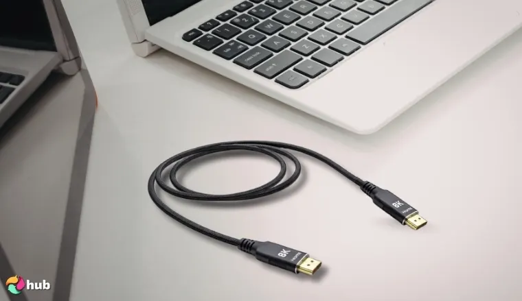 Snowkids 8K 2.1 HDMI Cable on a white office desk prepared for testing shots