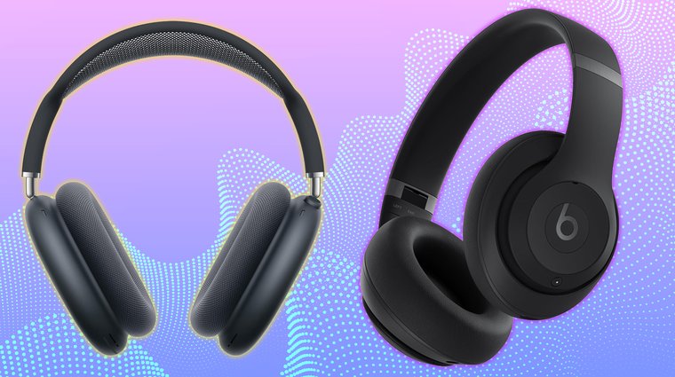 Side-by-side image of AirPods Max on the left and Beats Studio Pro on the right.