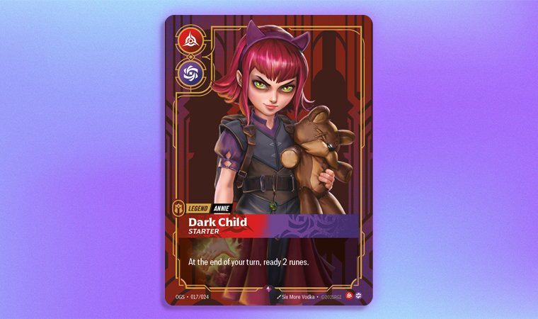A Riftbound TCG "Legend" card featuring Annie, Dark Child.