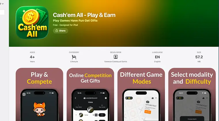 Cash'em All app in Apple Store