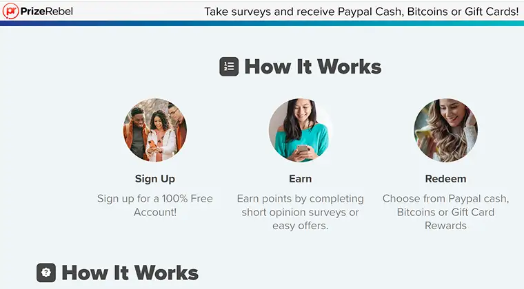 PrizeRebel website page