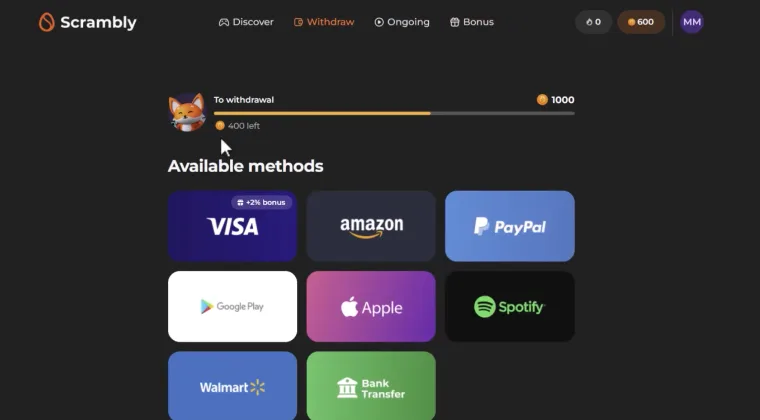 Scrambly website page