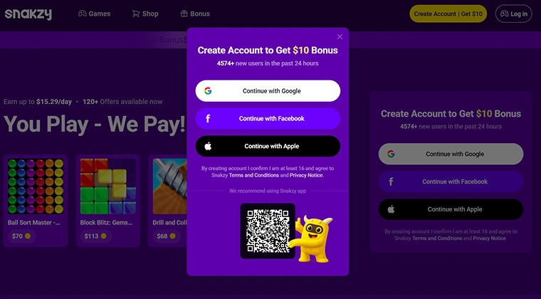 Snakzy webpage
