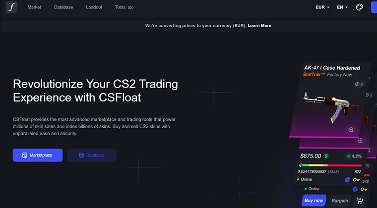 CSFloat – Best for Lowest Fees and P2P Trading