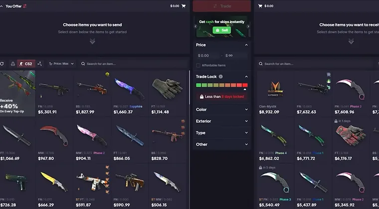 List of skins with prices