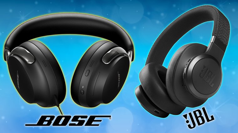 Bose QuietComfort Ultra and JBL Live 660NC noise-canceling headphones.