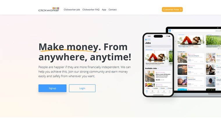 The Clickworker website homepage featuring.