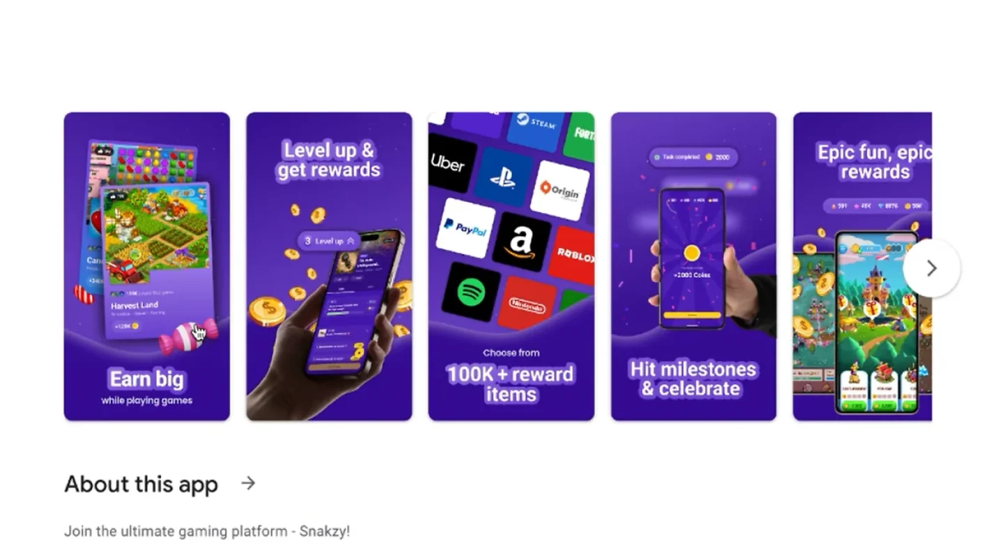 Snakzy app screens