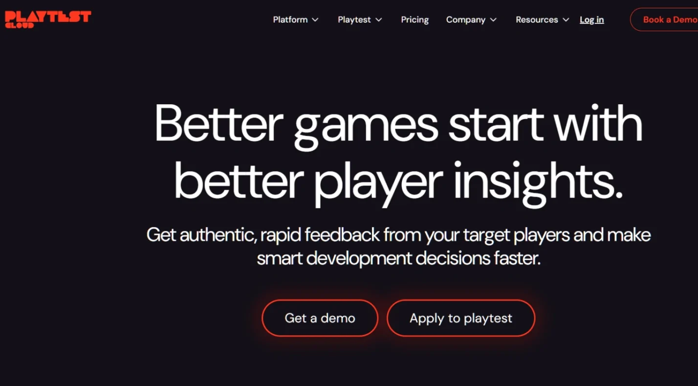 PlaytestCloud main page