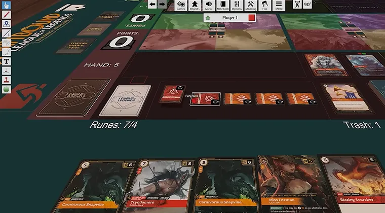 Riftbound game table showing cards on the battlefield