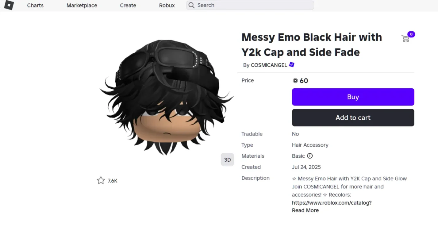 An item on Roblox marketplace