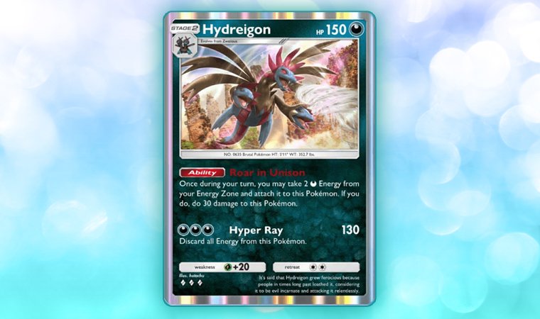 Hydreigon Pokémon TCG card with dark, dramatic artwork.