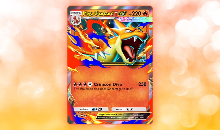 Mega Charizard Y EX Pokémon TCG card with intense, roaring fiery artwork.