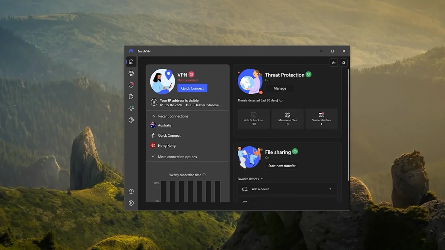NordVPN interface