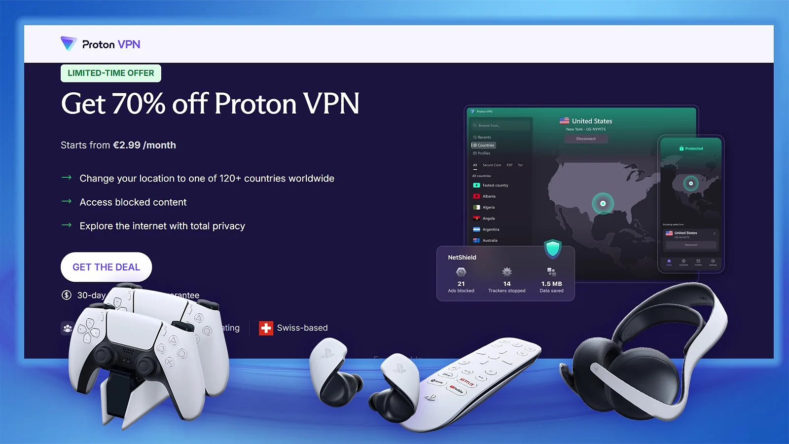 Proton VPN - Best PlayStation VPN for Advanced Privacy