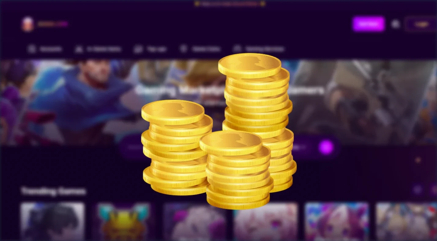 Gold coins on the Zeusx on the background
