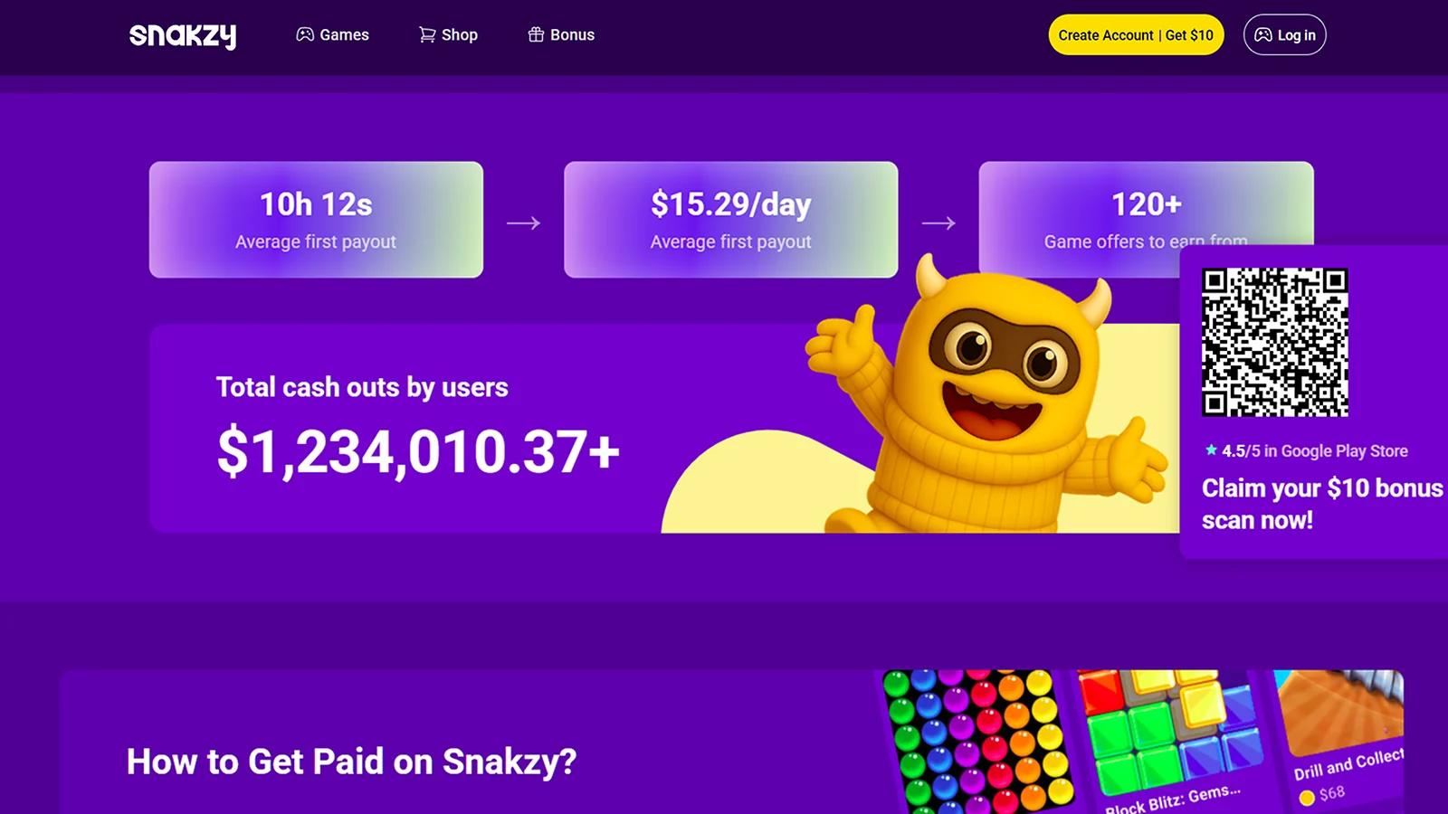 Snakzy website page