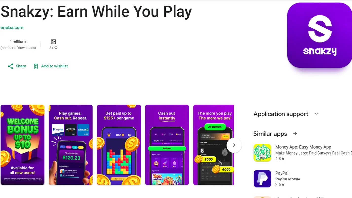 Snaksy App to download from Google Play Store