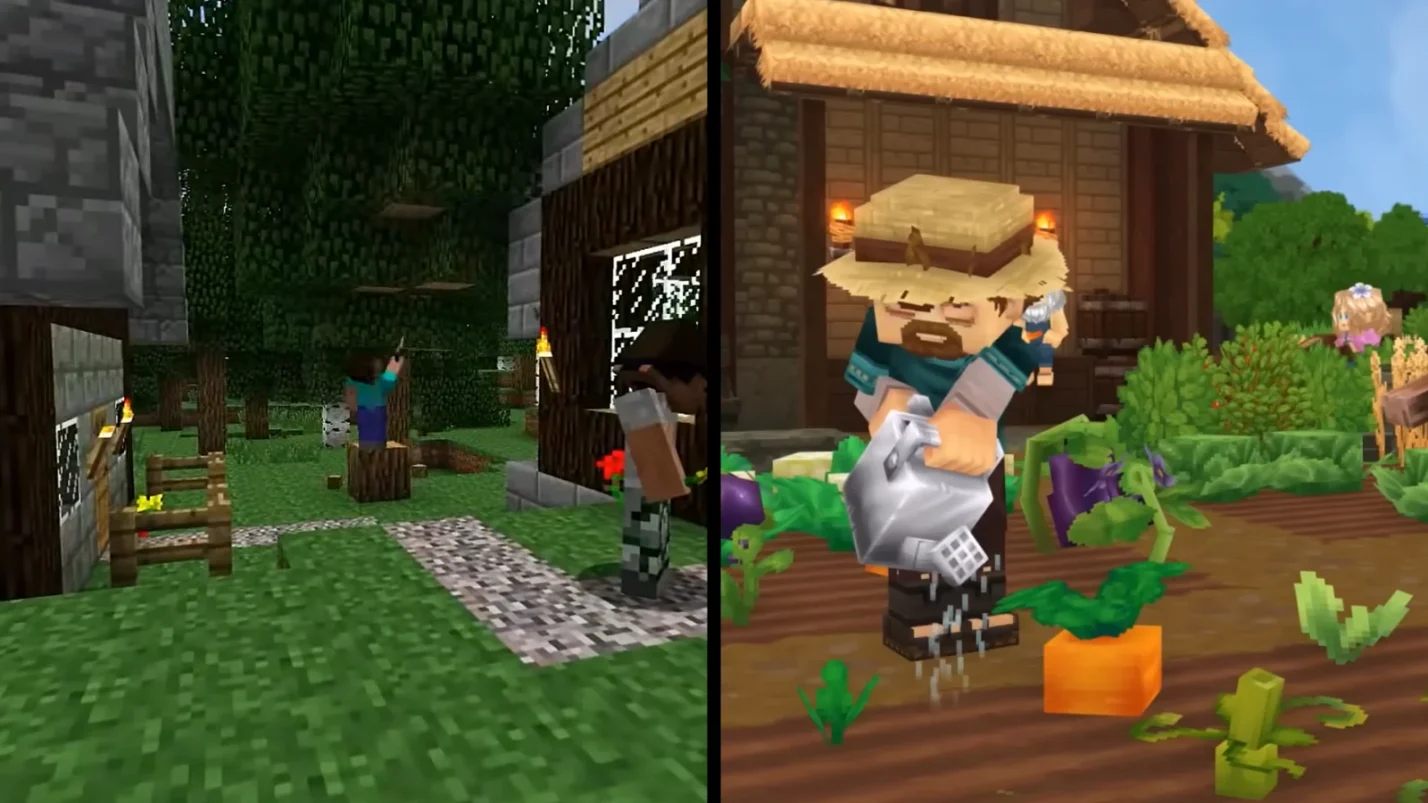 Hutale and Minecraft gameplay screenshots